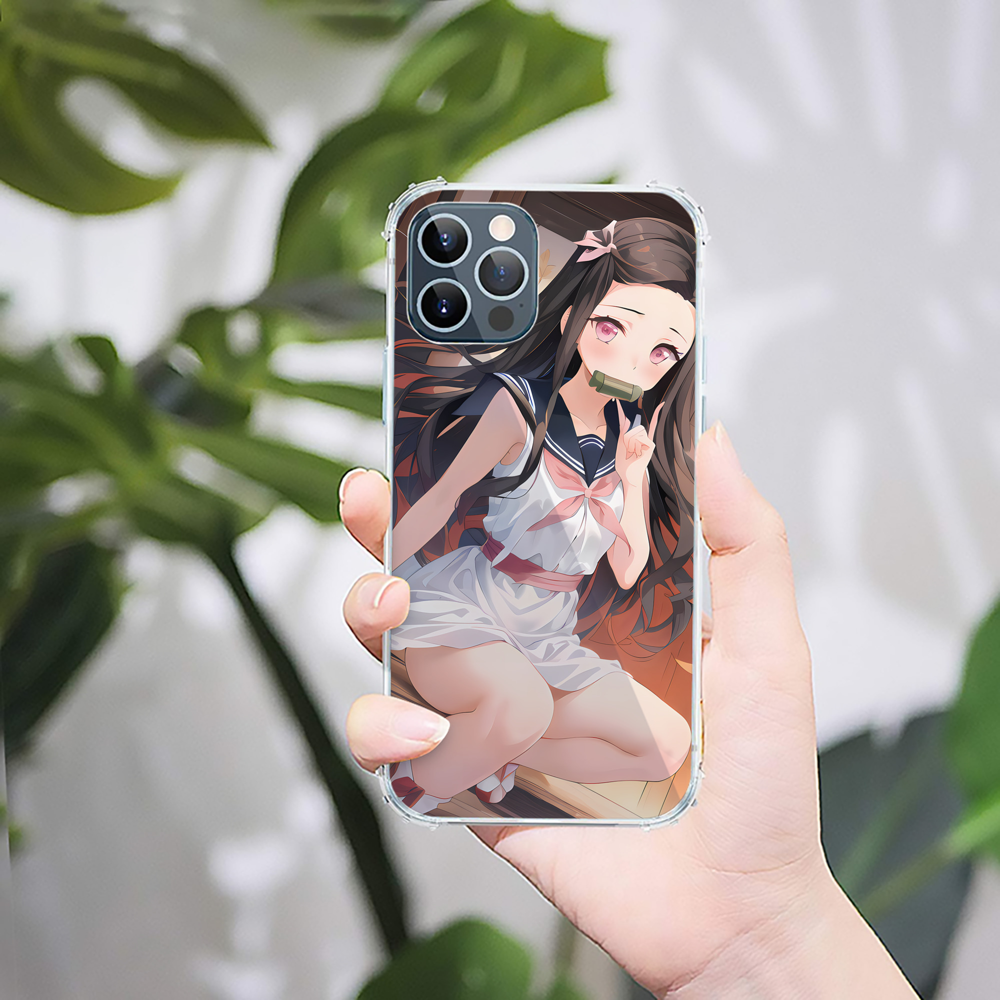 （画像用） 鬼滅の刃（きめつのやいば）竈門 禰󠄀豆子／かまど ねずこ Kamado Nezuko 【iPhone 12シリーズ対応】透明スマホケース（クリアソフトケース）